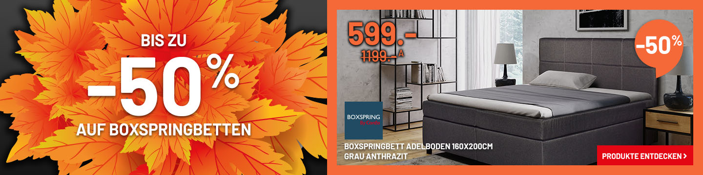 Bis zu -50% auf Boxspringbetten